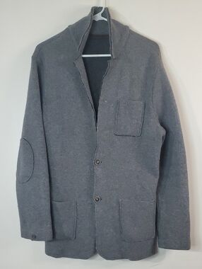 Emozioni Uomo Italy Gray Wool Button-Front Sweater Blazer Jacket Unstructured Md
